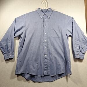 Lands End Button Down Shirt Mens Blue 17-34